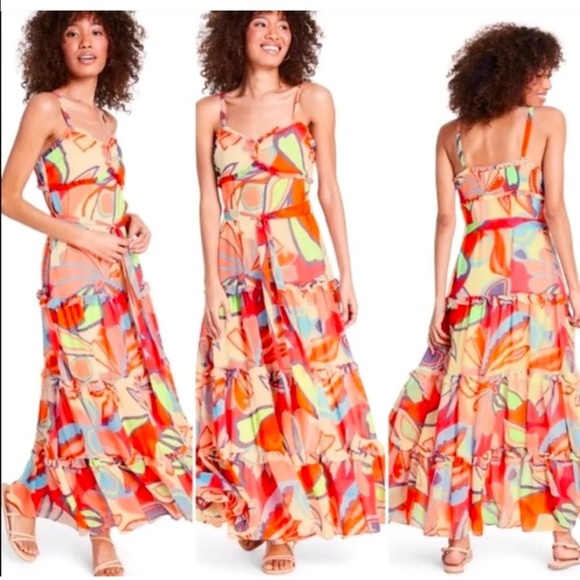 Alexis Target Women Multifloral Maxi Dress L 51 in length adjustable from strap - Picture 1 of 6